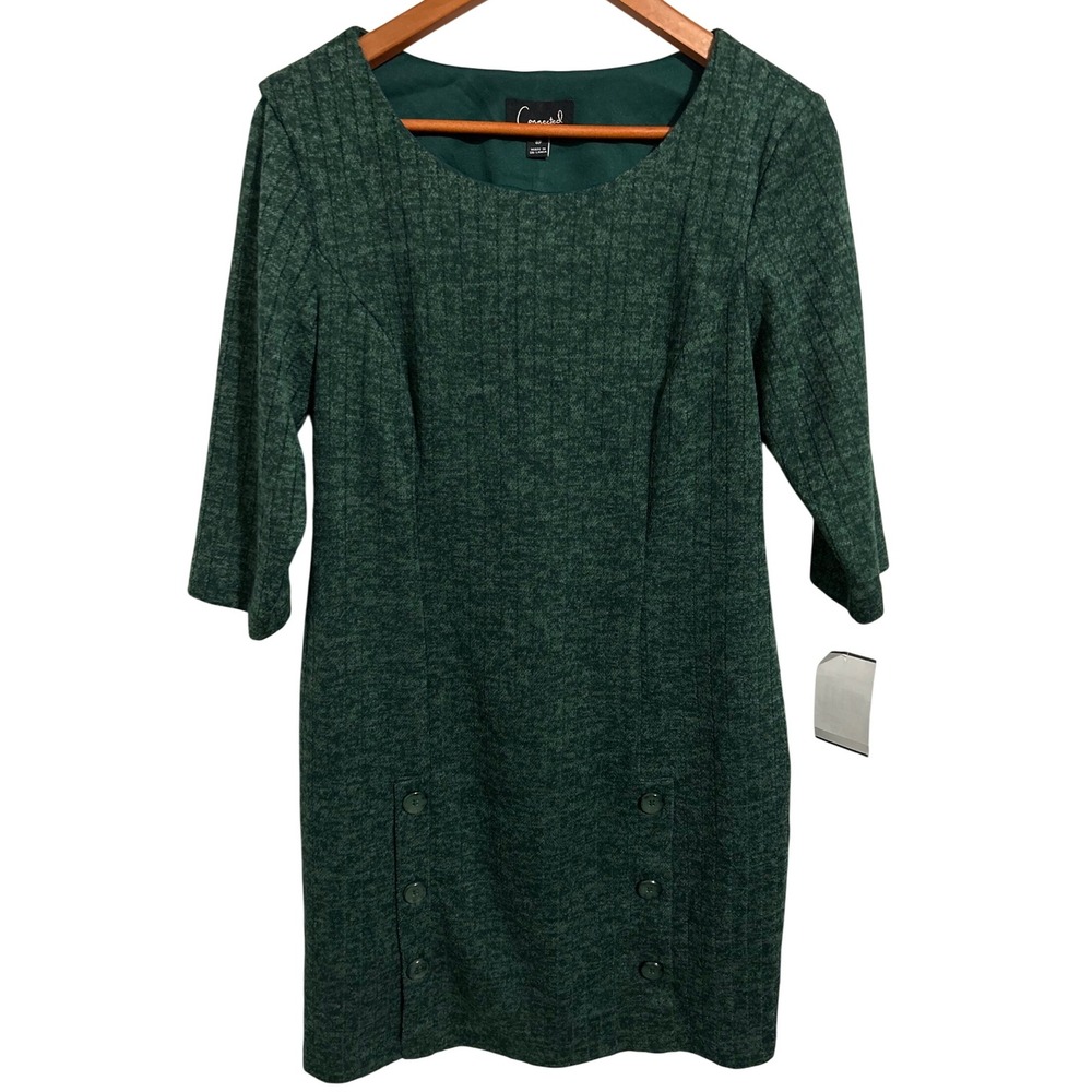 Connected Apparel Hunter Green Lined‎ Sweater Dress 3/4 Sleeve Women Size 8P NWT